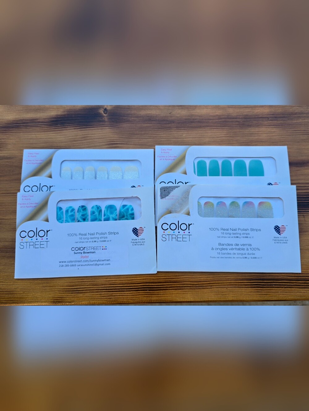 Color Street Nail Strips in Teal Marble & Silver Glitter